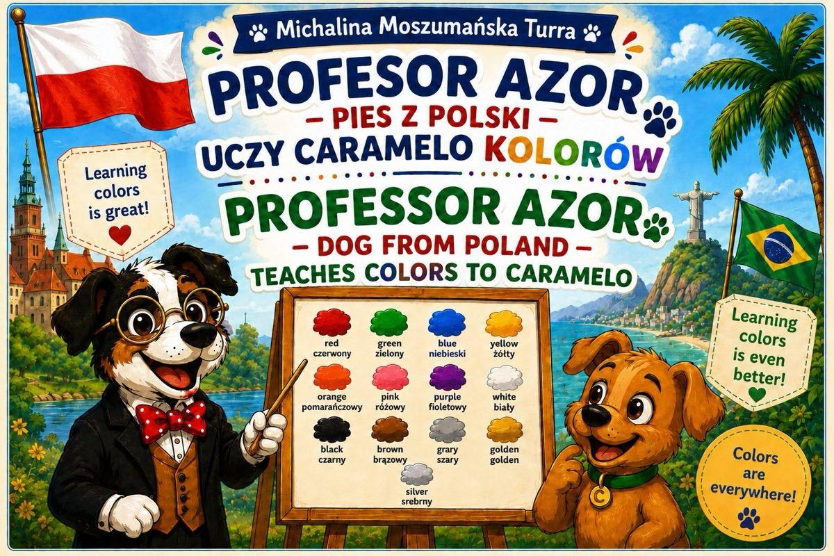 Book cover for Professor Azor teaches colors to Caramelo - English